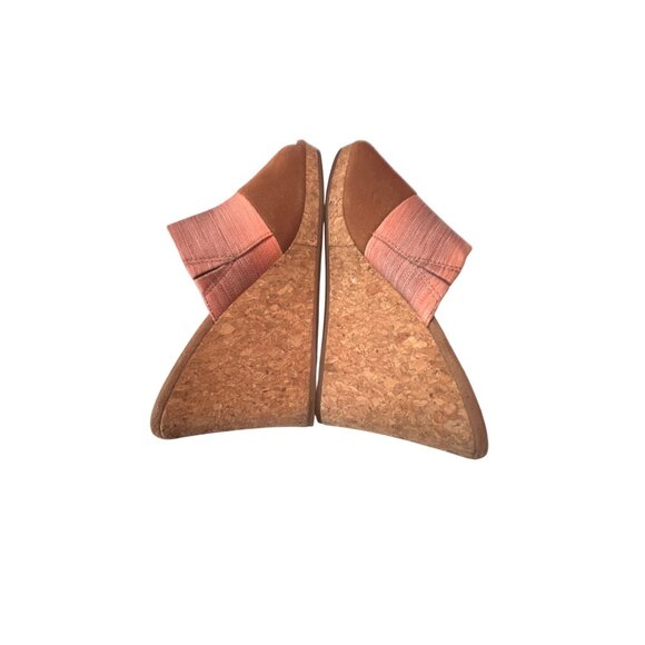 Toms Womens Pink & Brown Open Toe Cork Wedge Sandals Size 11 Pre-Owned - Picture 7 of 8